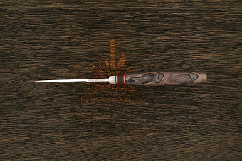 Нож шкуросъемный Геннадия Дедюхина Упёртый, клинок 89мм, сталь N690, рукоять микарта коричневый