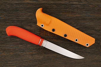 Нож туристический Алексея Артемьева Технофинка, сталь VG-10, рукоять микарта оранжевая