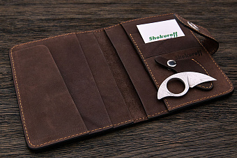 Обложка для паспорта и автодокументов с ножом коричневая