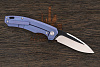 Нож складной QSP Woodpecker, клинок 94мм, сталь M390, рукоять титан синий - фото №2