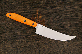 Нож кухонный MOYO Геликон пчак 155мм, сталь AR-RPM9, рукоять G10-extra оранжевый