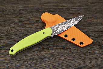 Нож туристический Lizard knives, клинок 105мм, сталь VG-10, рукоять G-10 зелёный неон