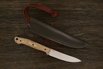 Нож туристический Мастерской Тать Горностай, клинок 105мм, сталь Cor-X, рукоять микарта