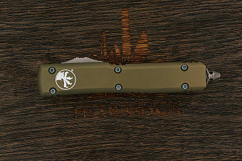 Автоматический складной нож Microtech Ultratech S/E, сталь M390 apocalypt, рукоять алюминий зеленый