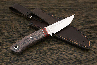 Нож шкуросъемный Геннадия Дедюхина Упёртый, клинок 89мм, сталь N690, рукоять микарта коричневый