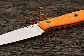 Нож кухонный MOYO Аппарель овощной 100мм, сталь AR-RPM9, рукоять G10-extra оранжевый