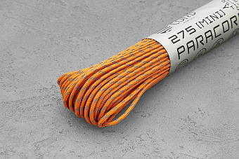Паракорд 275 светоотражающий "Neon orange ref", 1 метр