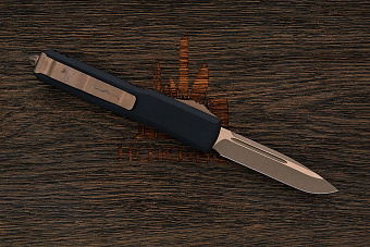 Автоматический складной нож Microtech Ultratech S/E, сталь M390, рукоять алюминий черный/рисунок