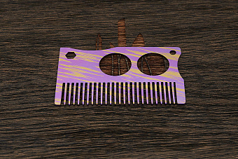 Расческа для бороды Pi22 титановая Т02 желто-лиловая