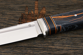 Нож разделочный Геннадия Дедюхина Универсал, клинок 132мм, сталь M398, рукоять чёрно-оранжевая