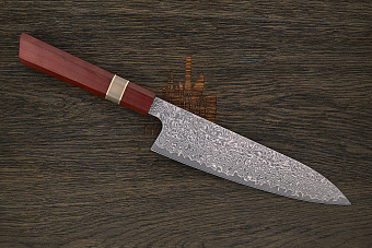 Нож кухонный Xin гранд шеф 225мм, сталь VG-10 в обкладках из дамаска, рукоять палисандр