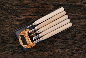 Набор для резьбы по дереву в кейсе, 5 резцов светлый