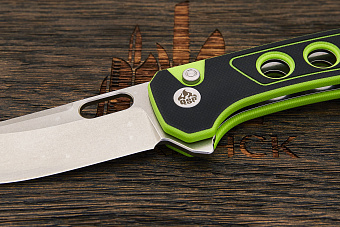 Нож складной QSP Unicorn, клинок 83мм, сталь Sandvik 14C28N, рукоять микарта чёрно-салатовая