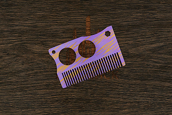 Расческа для бороды Pi22 титановая Т02 желто-лиловая