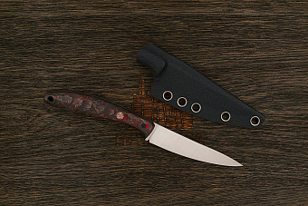 Нож EDC Владимира Толкачева, клинок 88мм, сталь Elmax, рукоять карбон черно-красный