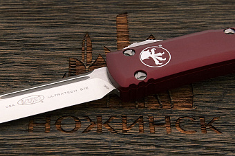 Автоматический складной нож Microtech Ultratech S/E, сталь M390, рукоять алюминий бордовый