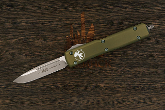 Автоматический складной нож Microtech Ultratech S/E, сталь M390 apocalypt, рукоять алюминий зеленый
