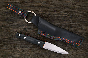 Нож для бушкрафта Beaver knife Thorn, клинок 112мм, сталь Х12МФ, рукоять микарта чёрная-О