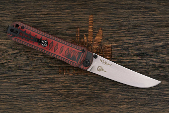 Нож складной Kizlyar Supreme Whisper, клинок 96мм, сталь D2, рукоять G10 чёрно-красный