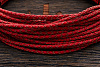 Кожаный плетеный шнурок 3,0мм (красный, торец бежевый), кратно 1м - фото №2