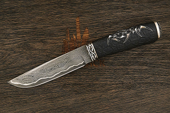 Разделочный нож Игоря Пампуха Модель 007, клинок 135мм, углеродистый булат, рукоять макассар
