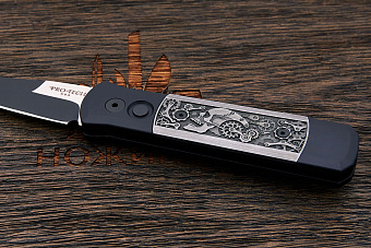 Автоматический складной нож Pro-Tech Godson steampunk. Prototype #7 of 10, сталь 154СМ, рукоять алюм
