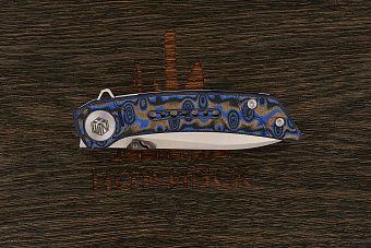 Складной нож WIN+ Vindex, сталь 14C28N, рукоять микарта синий