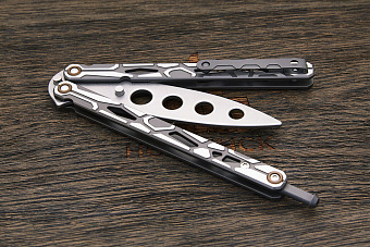 Тренировочный нож балисонг Reptilian Киборг, модель 04, сталь 440, рукоять сталь