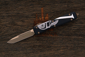 Автоматический складной нож Microtech Ultratech S/E, сталь M390, рукоять алюминий черный/рисунок