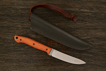 Нож туристический Мастерской Тать Горностай, клинок 105мм, сталь Cor-X, рукоять G10 оранжевый 3D